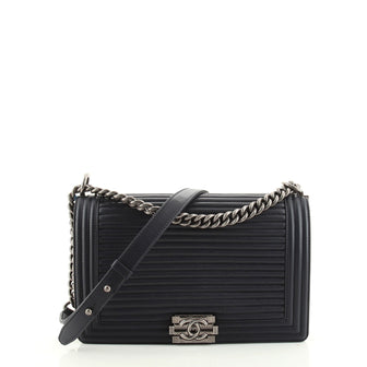 Chanel Boy Flap Bag Horizontal Quilted Lambskin New Medium