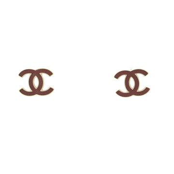 Chanel CC Stud Errings Earrings Metal and Leather