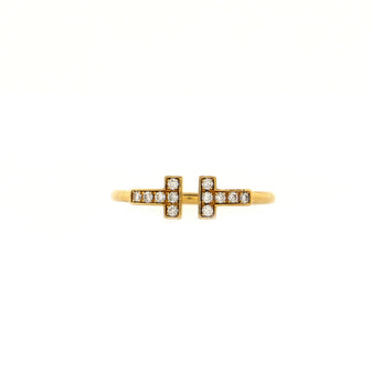 Tiffany & Co. T Wire Ring 18K Yellow Gold with Diamonds