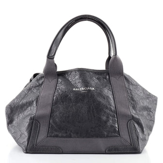 Balenciaga Navy Cabas Leather Small
