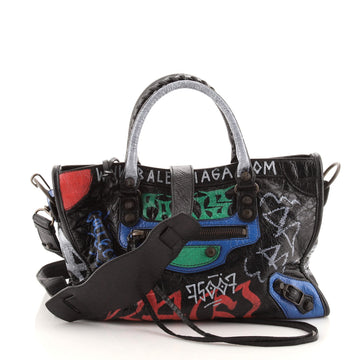 Balenciaga City Graffiti Classic Studs Bag Leather Small