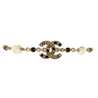 Chanel CC Chain Bracelet Metal with Faux Pearls and Beads