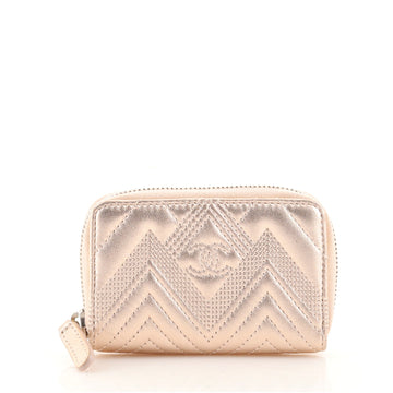 Chanel Chevron CC Zip Coin Purse Lambskin