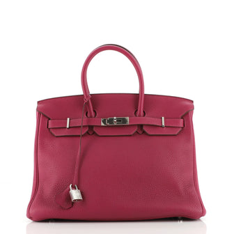 Hermes Birkin Handbag Pink Clemence with Palladium Hardware 35