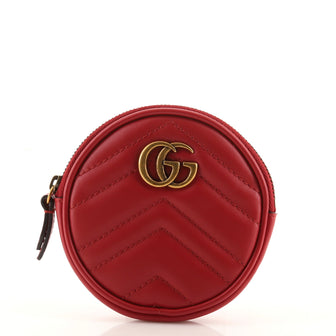 Gucci GG Marmont Round Coin Purse Matelasse Leather