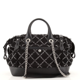 Chanel Crest Trip Bowling Bag Tweed and Caviar Medium