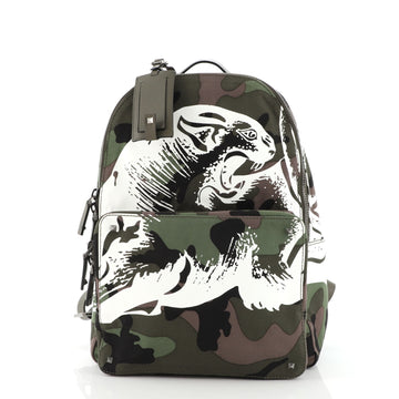 Valentino Rockstud Backpack Printed Camo Canvas Large