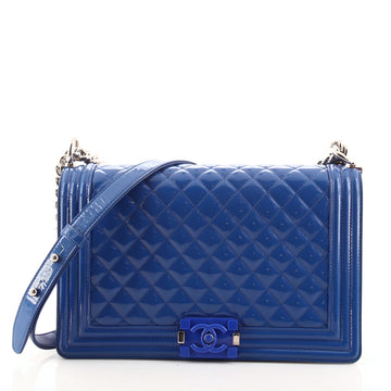 Chanel Boy Flap Bag Quilted Plexiglass Patent New Medium