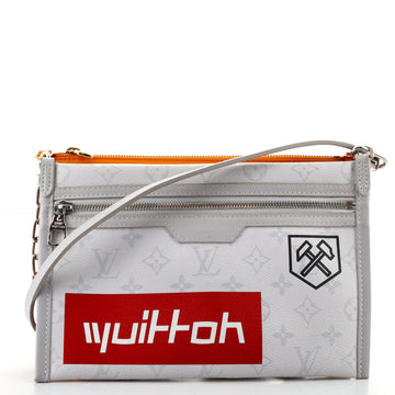 Louis Vuitton Double Flat Messenger Bag Limited Edition Logo Story Monogram Canvas and Denim