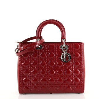 Christian Dior Lady Dior Bag Cannage Quilt Patent Large