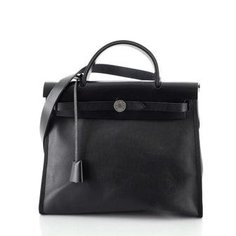 Hermes Herbag Zip Leather and Berline Vache Canvas 31