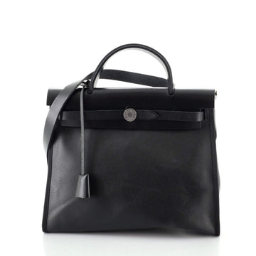 Hermes Herbag Zip Leather and Berline Vache Canvas 31