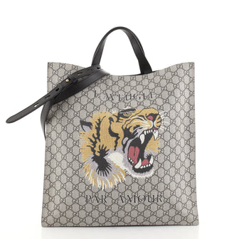 Gucci Convertible Soft Open Tote Printed GG Coated Canvas Tall