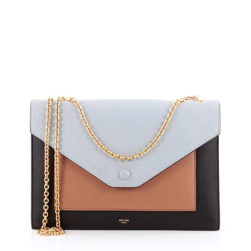 Celine Pocket Envelope Shoulder Bag Leather with Suede Medium