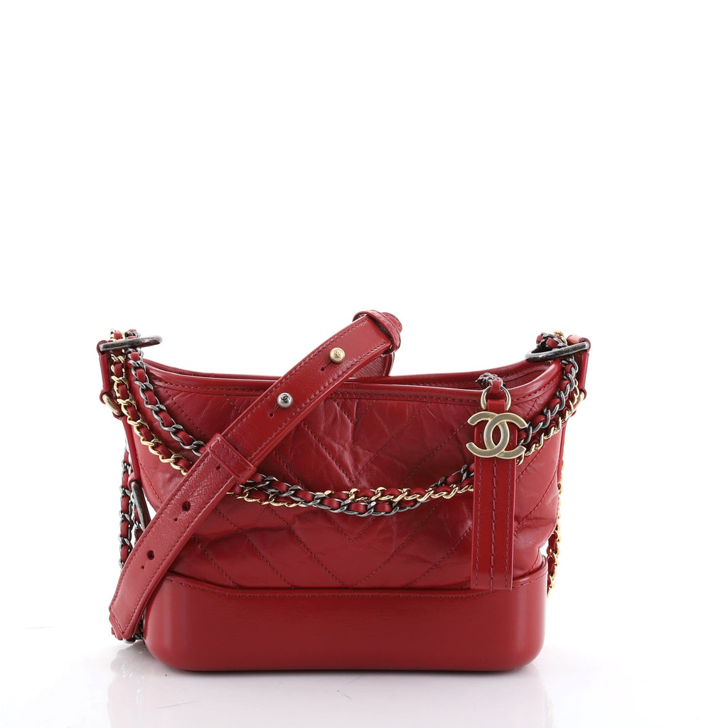 Chanel Gabrielle Hobo Quilted Aged Calfskin Small Red 982081
