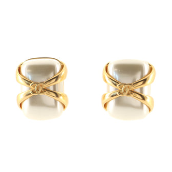 Chanel Vintage Clip-On Earrings Metal with Faux Pearl