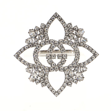 Gucci GG Floral Motif Ring Metal with Crystals