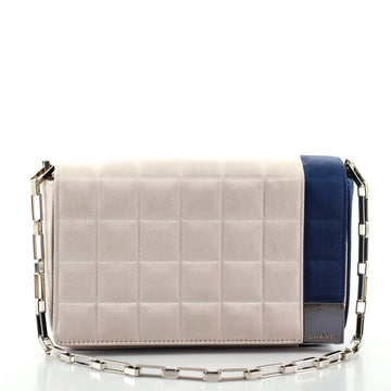 Chanel Chocolate Bar Chain Clutch Quilted Satin Mini