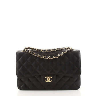 Chanel Classic Double Flap Bag Quilted Caviar Jumbo
