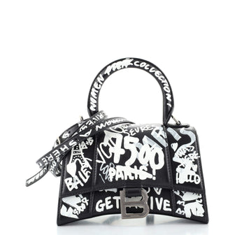 Balenciaga Graffiti Hourglass Top Handle Bag Leather XS
