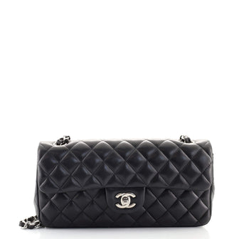 Chanel Silver Metallic Quilted Textured Leather East/West Flap Bag -  Yoogi's Closet
