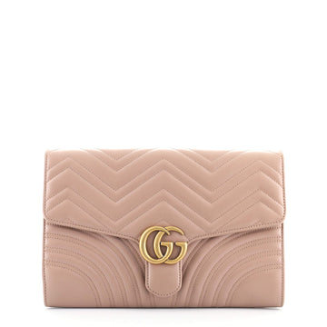 Gucci GG Marmont Flap Clutch Matelasse Leather