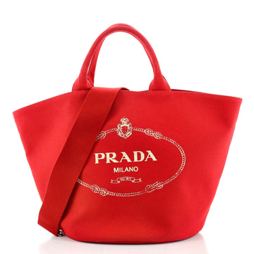 Prada Canapa Convertible Shopping Tote Canvas Medium