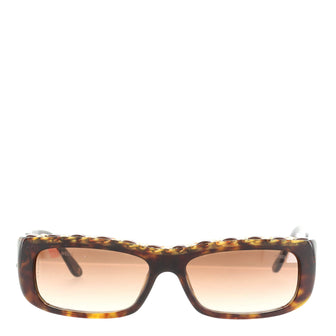 Chanel Interwoven Chain Square Sunglasses Acetate with Leather