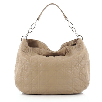 Christian Dior Soft Lady Chain Hobo Cannage Quilt Leather Medium
