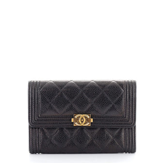 Chanel Boy Flap Wallet Quilted Caviar Small