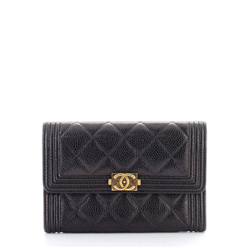 Chanel Boy Flap Wallet Quilted Caviar Small