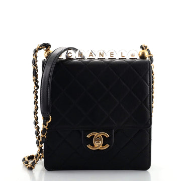 Chanel Chic Pearls Flap Bag Quilted Goatskin with Acrylic Beads Mini