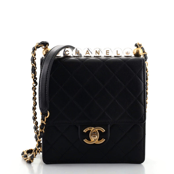 Chanel Chic Pearls Flap Bag Quilted Goatskin with Acrylic Beads Mini For  Sale at 1stDibs