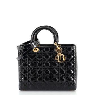Christian Dior Lady Dior Bag Cannage Quilt Patent Large