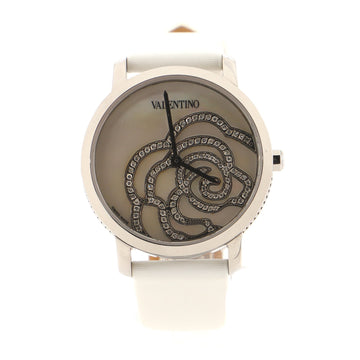 Valentino Rose Quartz Watch Stainless Steel with Mother of Pearl and Diamond Dial 36