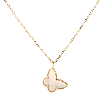 Van Cleef & Arpels Sweet Alhambra Butterfly Pendant Necklace 18K Yellow Gold and Mother of Pearl