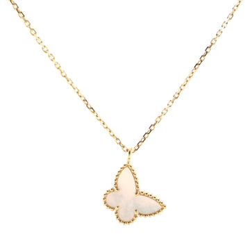Van Cleef & Arpels Sweet Alhambra Butterfly Pendant Necklace 18K Yellow Gold and Mother of Pearl