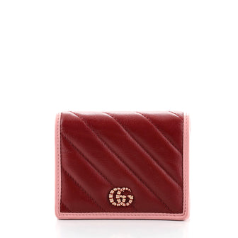 Gucci GG Marmont Flap Card Case Diagonal Quilted Leather