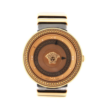 Versace V-Metal Icon Quartz Watch Stainless Steel and Leather 40
