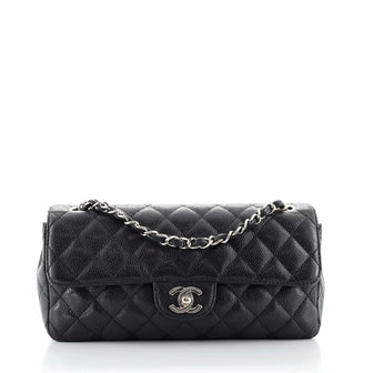 Chanel Classic Single Flap Bag Quilted Caviar East West
