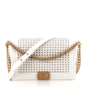 Chanel Boy Flap Braided Sheepskin Old Medium