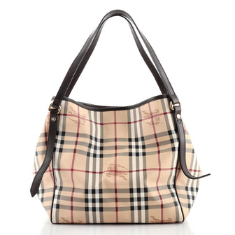 Burberry Canterbury Tote Haymarket Coated Canvas Small