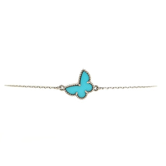 Van Cleef & Arpels Sweet Alhambra Butterfly Bracelet 18K White Gold and Turquoise