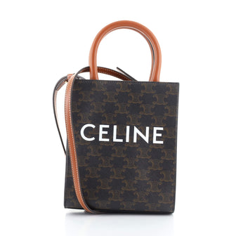 Celine Vertical Cabas Tote Triomphe Coated Canvas Mini