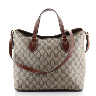 Gucci Signature Fold Over Tote GG Coated Canvas Medium