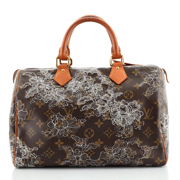 Louis Vuitton dentelle Speedy 30 Monogram Canvas Satchel Bag Brown