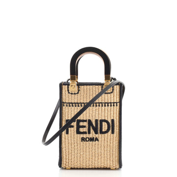 Fendi Sunshine Shopper Tote Straw Mini