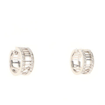 Tiffany & Co. Atlas Hoop Earrings 18K White Gold with Diamonds Large