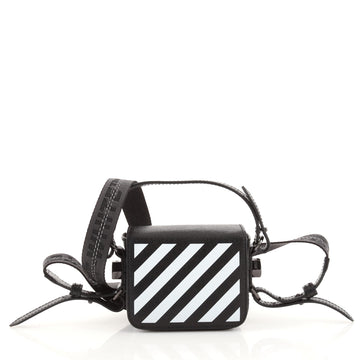 Off White Binder Clip Flap Bag Diagonal Printed Leather Baby