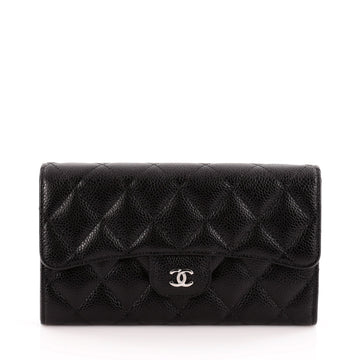 Chanel L Flap Wallet Quilted Caviar Long